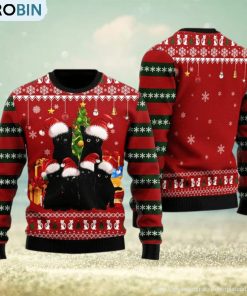 Black Cat Family Christmas Ugly Christmas Sweater, Christmas shirt, Gift for cat lover