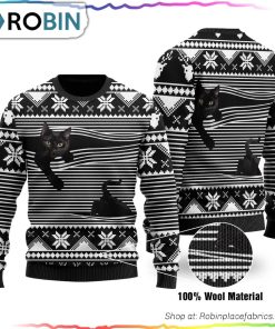 Black Cat Funny Ugly Christmas Sweater
