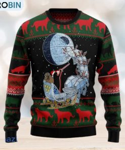Black Cat Sleigh To Death Star Knitting Pattern Christmas 3D Sweater Black Cat Sleigh To Death Star Knitting Pattern Christmas 3D Sweater