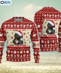Black Cat Sweater Black Cat Christmas Cat Ugly Christmas Sweater Xmas Christmas Gift Black Cat Sweater Black Cat Christmas Cat Ugly Christmas Sweater Xmas Christmas Gift
