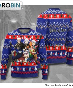 Black Clover Knitted Blue Anime Christmas Ugly Sweater