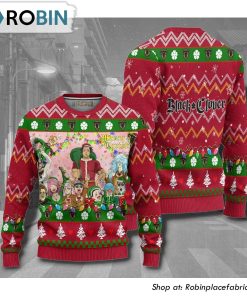 Black Clover Knitted Red Anime 3D Printed Ugly Christmas Sweater