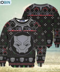 Black Panther Mask Wakanda Marvel Ugly Christmas Sweater Black Panther Mask Wakanda Marvel Ugly Christmas Sweater