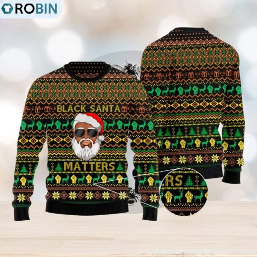 Black Santa Clause Matter Christmas Pattern Ugly Christmas Sweater Christmas Gift