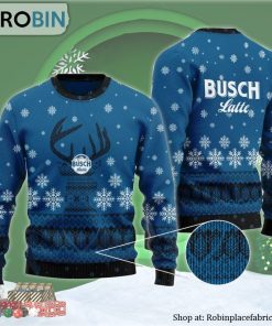Blue Busch Latte Reindeer Snowy Ugly Christmas Sweater