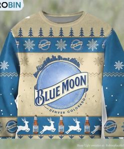 Blue Moon Ugly Christmas Sweater, Gifts For Beer Lovers