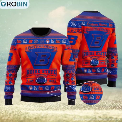 Boise State Broncos Football Team Logo Custom Christmas Gift All Over Print Ugly Christmas Sweater