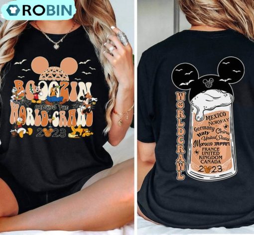 Boozin Around The World Crawl Funny Shirt, Vintage Halloween Unisex Tee Hoodie – Sweatshirt