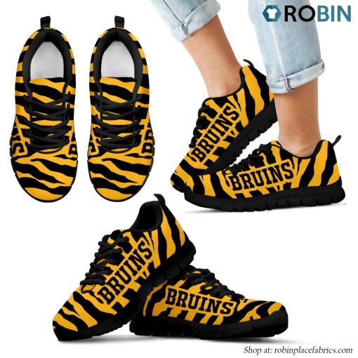 Boston Bruins Tiger Skin Stripes Pattern Printed Breathable Running Shoes