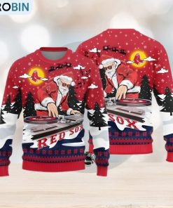 Boston Red Sox Teams Funny DJ Santa Knitted Sweater For Christmas