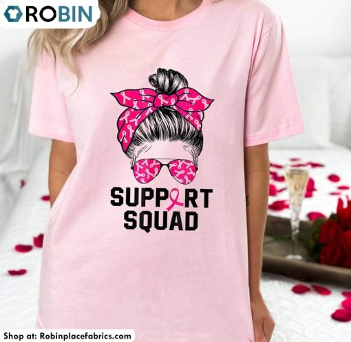 Breast Cancer Support Squad Shirt, Breast Cancer Fighter Sweater Crewneck