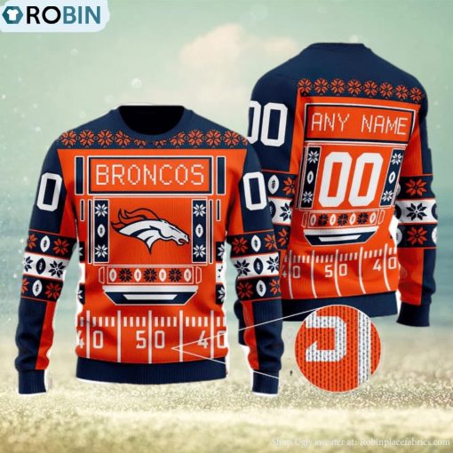 Broncos Nfl Custom Name And Number For Sport Fans Ugly Christmas Sweater