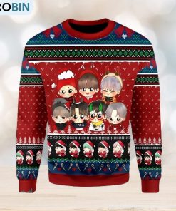 BTS Cute Gift Ugly Christmas Sweater, Xmas Gift Men And Women