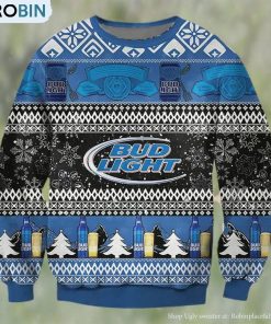 Bud Light Beer Black Blue Color Ugly Christmas Sweater, Gifts For Beer Lovers