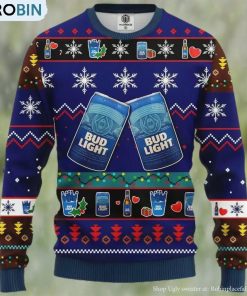 Bud Light Beer Ugly Christmas Sweater, Gifts For Beer Lovers