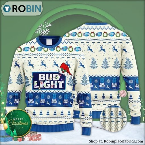 Bud Light Reindeer Snowy Night Ugly Christmas Sweater