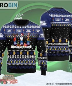 Bud Light Santa Reindeer Snowflake Ugly Christmas Sweater