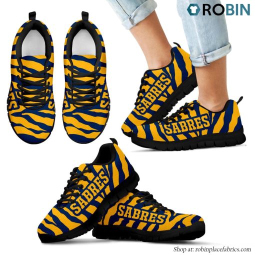 Buffalo Sabres Tiger Skin Stripes Pattern Printed Breathable Running Shoes