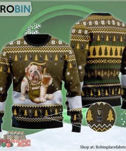Bulldog Drink Guinness Beer Ugly Christmas Sweater Bulldog Drink Guinness Beer Ugly Christmas Sweater