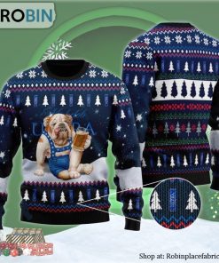 Bulldog Drink Michelob Ultra Beer Ugly Christmas Sweater Bulldog Drink Michelob Ultra Beer Ugly Christmas Sweater