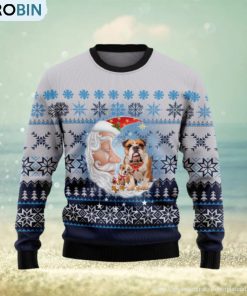 Bulldog Love Santa Moon Ugly Christmas Sweater Gift Men Women