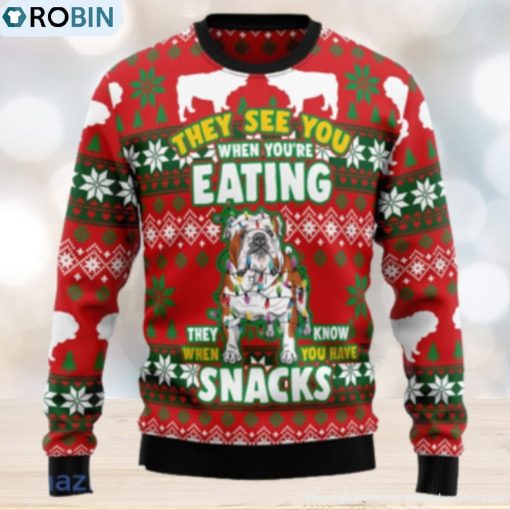 Bulldog Snacks Christmas Unisex Ugly Christmas Sweater 3D