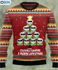 Bus Cruising Towards A Merry Christmas Ugly Christmas Sweater