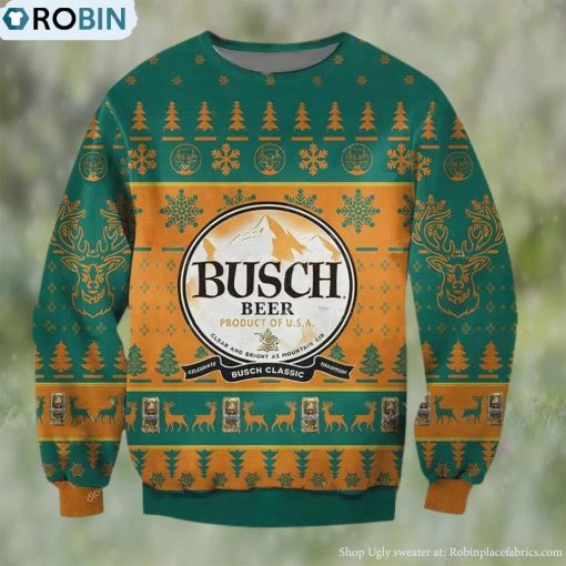 Busch Classic Beer Product Of USA Ugly Christmas Sweater, Gifts For Beer Lovers