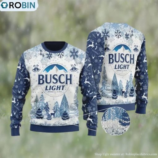 Busch Light Beer Knitted Ugly Christmas Sweater, Gifts For Beer Lovers