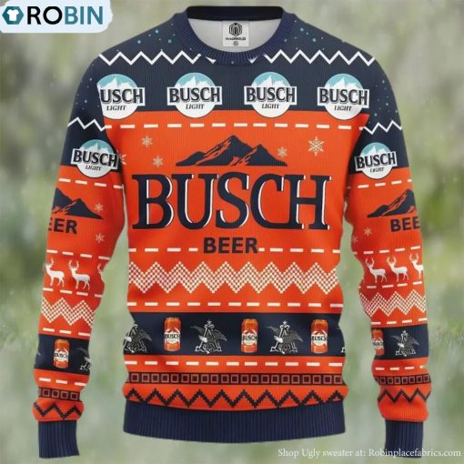 Busch Light Beer Ugly Christmas Sweater, Gifts For Beer Lovers