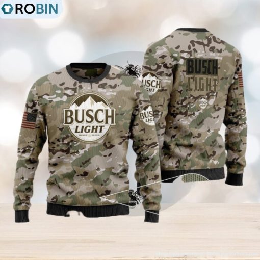 Busch Light Camo Ugly Christmas Sweater For Men And Women