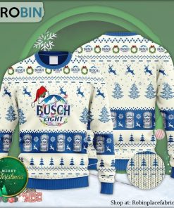 Busch Light Reindeer Snowy Night Ugly Christmas Sweater