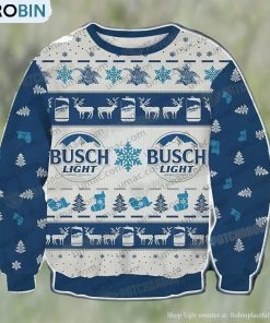 Busch Light Snow Christmas Ugly Sweater Gift For Lover