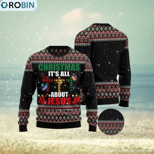 Butterfly All About Jesus Ugly Christmas Sweater Gift For Men And Women