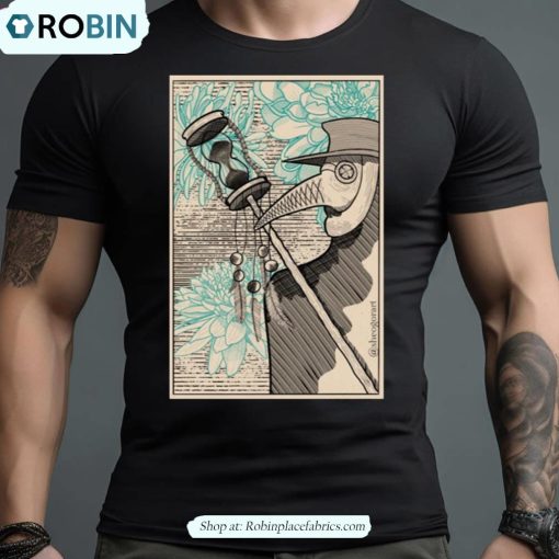 Camus Dark Art Plague Doctor Flowers Sepia Tone Shirt