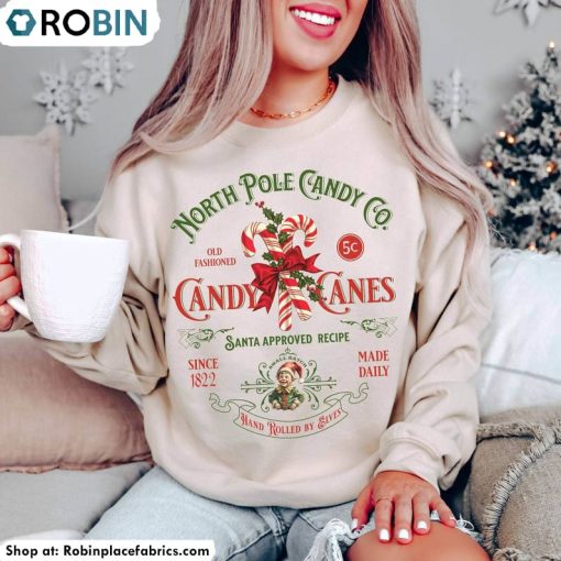 Candy Cane Christmas Shirt, Retro Old Fashioned Candy Cane Sweater Sweatshirt