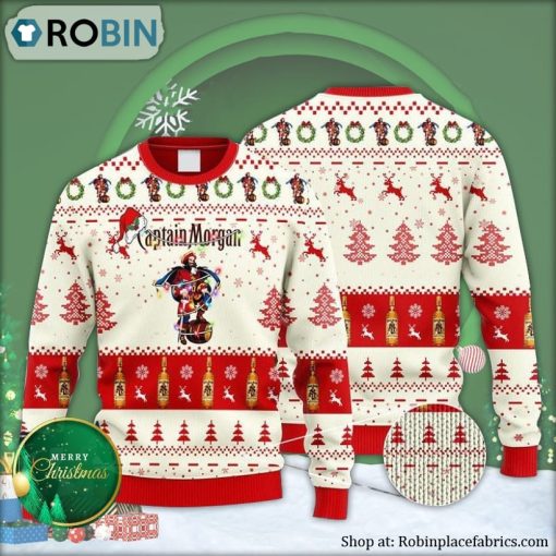 Captain Morgan Reindeer Snowy Night Ugly Christmas Sweater