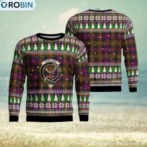 Carnegie Modern Crest Tartan Christmas Ugly Sweater 3D Gift For Men And Women