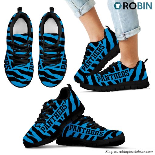 Carolina Panthers Tiger Skin Stripes Pattern Printed Breathable Running Shoes