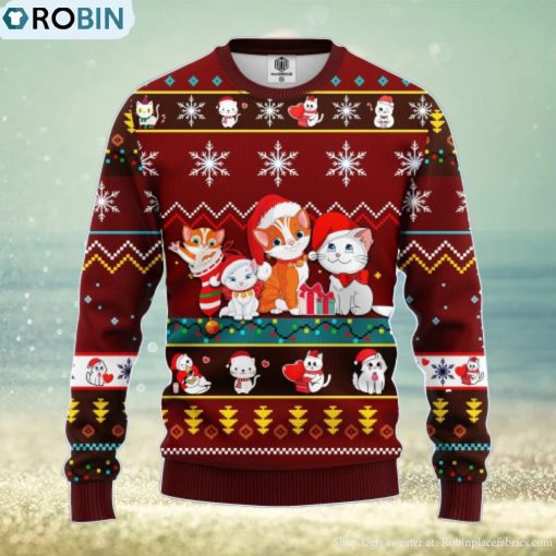 Cat Cartoon Cute Noel Mc Ugly Christmas Red Brown 1 Amazing Gift Men And Women Christmas Gift