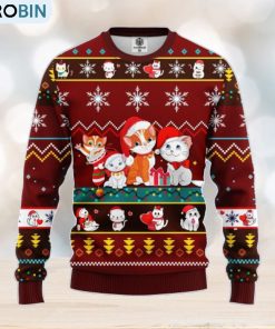 Cat Cartoon Cute Noel Mc Ugly Christmas Red Brown 1 Amazing Gift Men And Women Christmas Gift