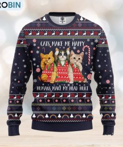 Cat Make Me Happy Ugly Christmas Sweater Amazing Gift Men And Women Christmas Gift