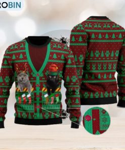 Cat Pocket Xmas Ugly Christmas Sweater Gift For Family