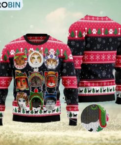 Cats In Winter Lovely Cats Ugly Christmas 3D Sweater