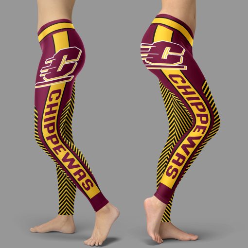 Central Michigan Chippewas Team High Waist Leggings for Women