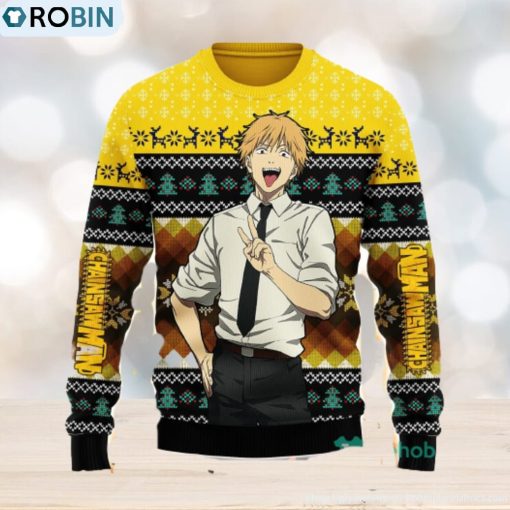 Chainsaw Man Denji Ugly Christmas Sweater Anime Xmas Men And Women Cute Christmas Gift