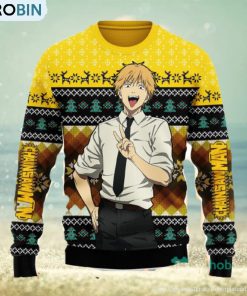Chainsaw Man Denji Ugly Christmas Sweater Anime Xmas Men And Women Cute Christmas Gift