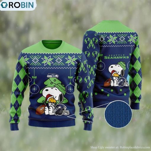 Charlie Brown Snoopy Ugly Seattle Seahawks Christmas Sweater