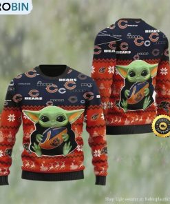 Chicago Bears Baby Yoda Ugly Christmas Sweater, Gifts For Fans Football NFL