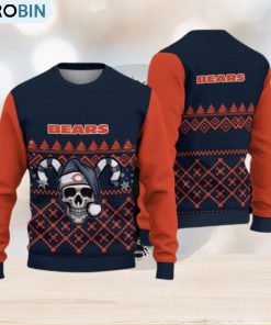 Chicago Bears Fans Skull Fabric Knitted Christmas Sweater